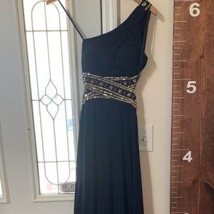 Navy blue and gold gown